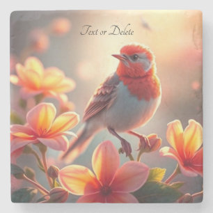 Dessous-de-verre En Pierre Dessous de verre en pierre fleur Orange Bird