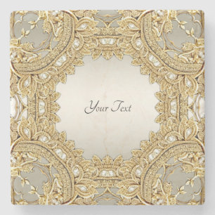 Dessous-de-verre En Pierre Dessous de verre en pierre ornée d'or