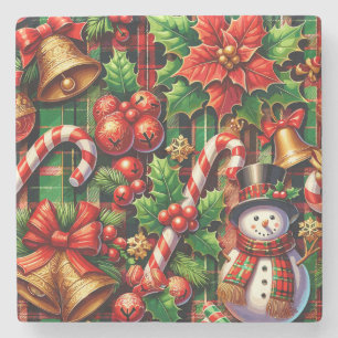 Dessous-de-verre En Pierre Dessous de verre en pierre plaqué de Noël vibrant