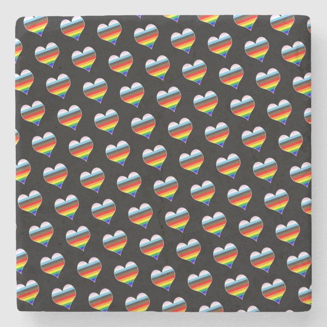 Dessous-de-verre En Pierre Dessous de verre en verre Motif Rainbow Heart (Devant)