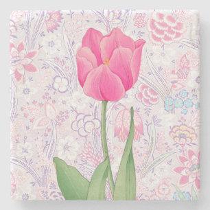 Dessous-de-verre En Pierre Dessous de verre fleur de tulipe rose de style vin