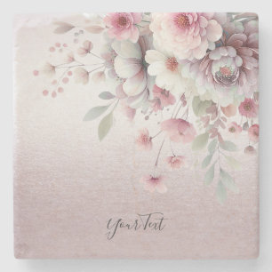 Dessous-de-verre En Pierre Dessous de verre Floral rose blanc moderne en pier