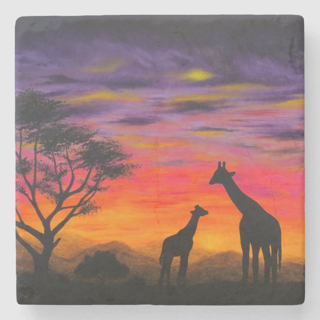 Dessous-de-verre En Pierre dessous de verre "Giraffe Sunset" de Gregg's Deep  (Devant)