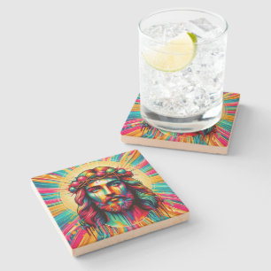 Dessous-de-verre En Pierre Dessous de verre Jésus colorés !