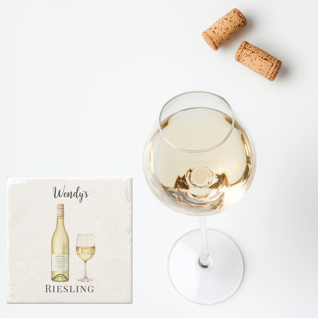 Dessous-de-verre En Pierre Dessous de verre Lover blanc (personalized white wine stone coaster with custom name)