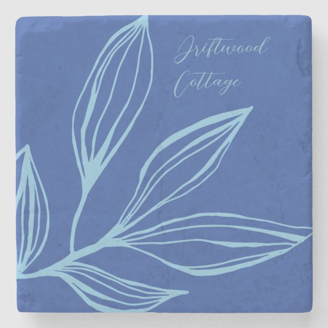 Dessous-de-verre En Pierre Dessous de verre maritime Abstrait turquoise et bl (Devant)