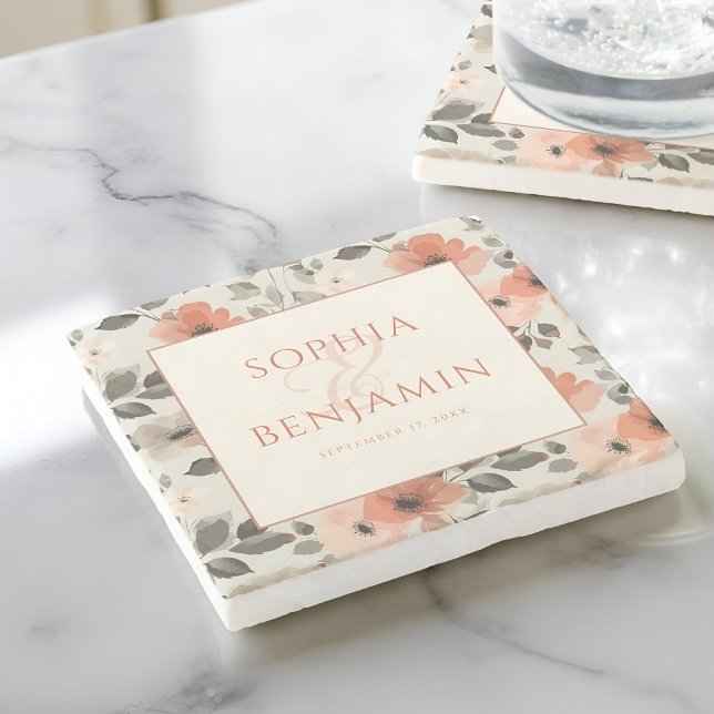 Dessous-de-verre En Pierre Dessous de verre moderne en noyau de pêche (Créateur téléchargé)