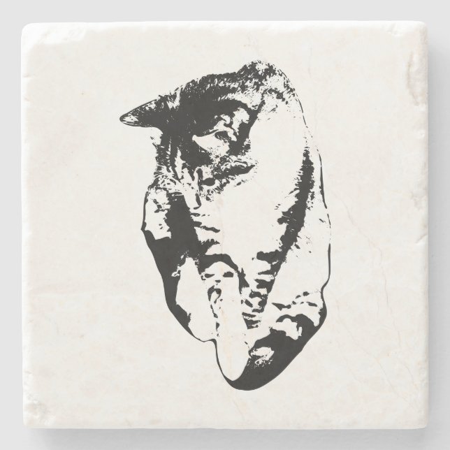 Dessous-de-verre En Pierre Dessous de verre monochrome Tabby Cat (Devant)