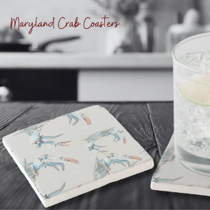 Dessous-de-verre En Pierre Dessous de verre Motif de boisson de crabe bleu en