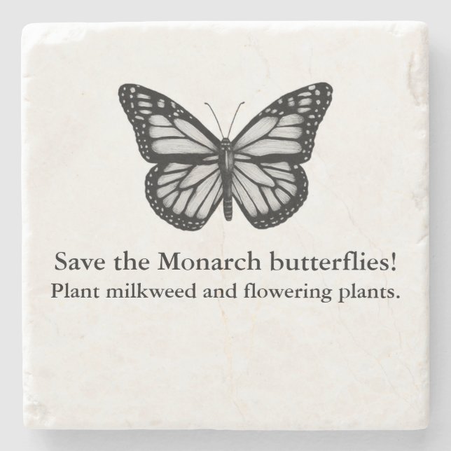 Dessous-de-verre En Pierre Dessous de verre papillon monarque (Devant)