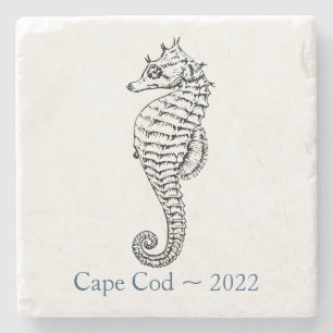 Dessous-de-verre En Pierre Dessous de verre souvenir Cape Cod - Seahorse