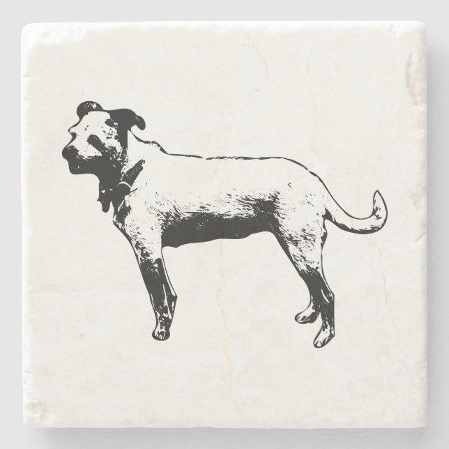 Dessous-de-verre En Pierre Dessous de verre Terrier Mix (Devant)