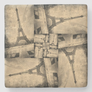 Dessous-de-verre En Pierre Dessous de verre Tour Eiffel design de style Vinta