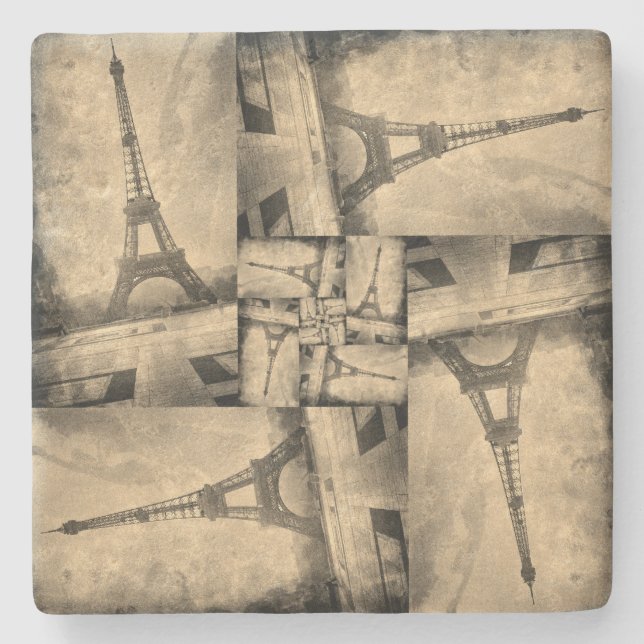 Dessous-de-verre En Pierre Dessous de verre Tour Eiffel design de style Vinta (Devant)