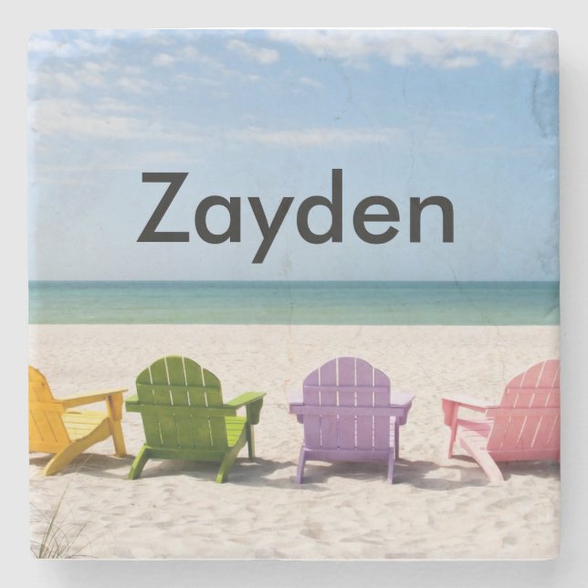 Dessous-de-verre En Pierre Dessous de verre tropicaux de plage customisés (Devant)