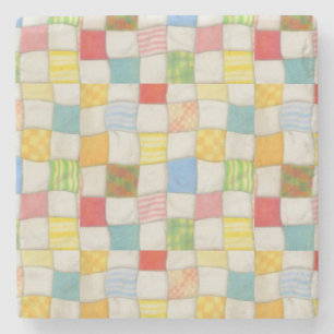 DESSOUS-DE-VERRE EN PIERRE DESSUS DE VERRE EN PIERRE "CRAZY QUILT"