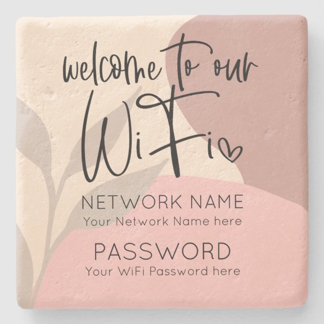 Dessous-de-verre En Pierre Détails WiFi rustique Formes Abstraites Feuilles (Devant)