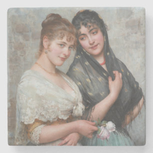 Dessous-de-verre En Pierre Deux femmes vénitiennes (art italien)