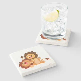 Dessous-de-verre En Pierre Deux Jolies caricatures Lions Dessous de verre en