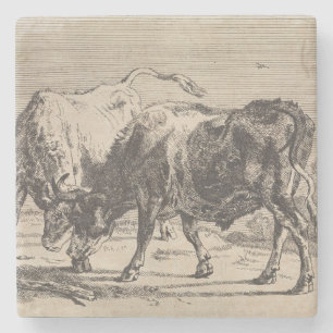 Dessous-de-verre En Pierre Deux taureaux de combat (par Paulus Potter)