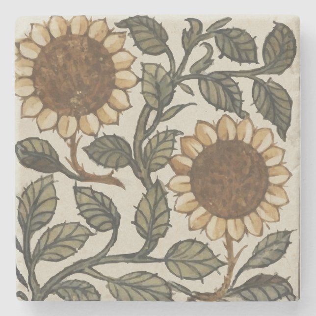 Dessous-de-verre En Pierre Deux tournesols (Devant)