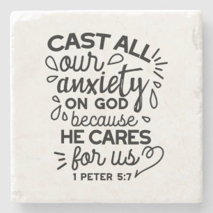 Dessous-de-verre En Pierre Déversez toute votre anxiété – 1 Pierre 5:7 Verset
