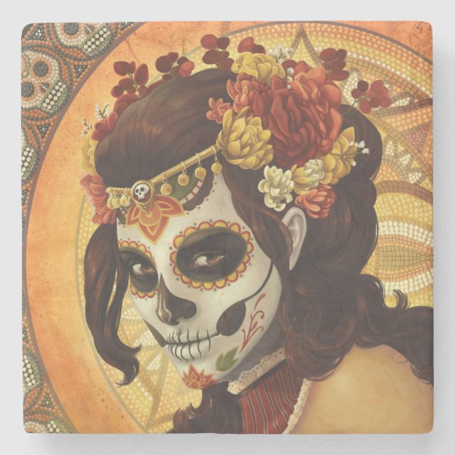 Dessous-de-verre En Pierre Dia De Los Muertos Throw Pillow (Devant)