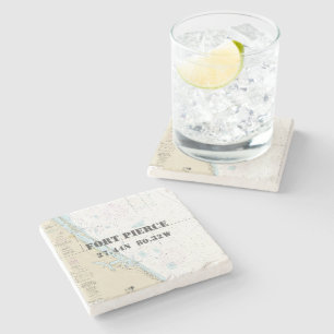 Dessous-de-verre En Pierre Diagramme authentique de canotage de Fort Pierce,