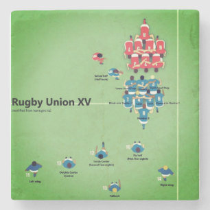 Dessous-de-verre En Pierre Diagramme des syndicats XV de rugby avec des