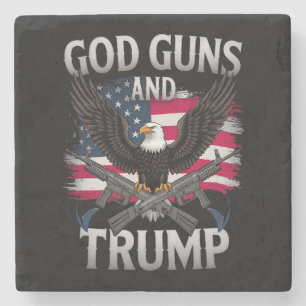 Dessous-de-verre En Pierre Dieu Armes Et Trump Aigle Drapeau Américain Vintag
