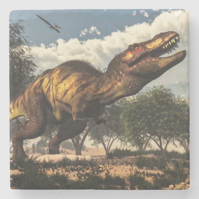 Dessous-de-verre En Pierre Dinosaure de rex de Tyrannosaurus et ses oeufs (Devant)