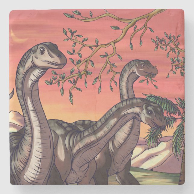 Dessous-de-verre En Pierre Dinosaures à Dusk (Devant)