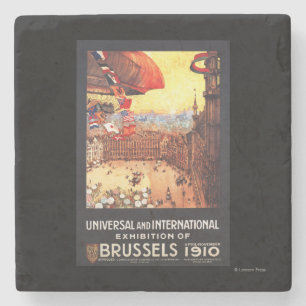 Dessous-de-verre En Pierre Dirigeable de Lebaudy avec des drapeaux du monde