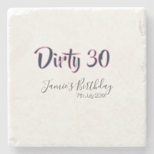 Dessous-de-verre En Pierre Dirty 30 joyeux anniversaire nom date rose gris ca