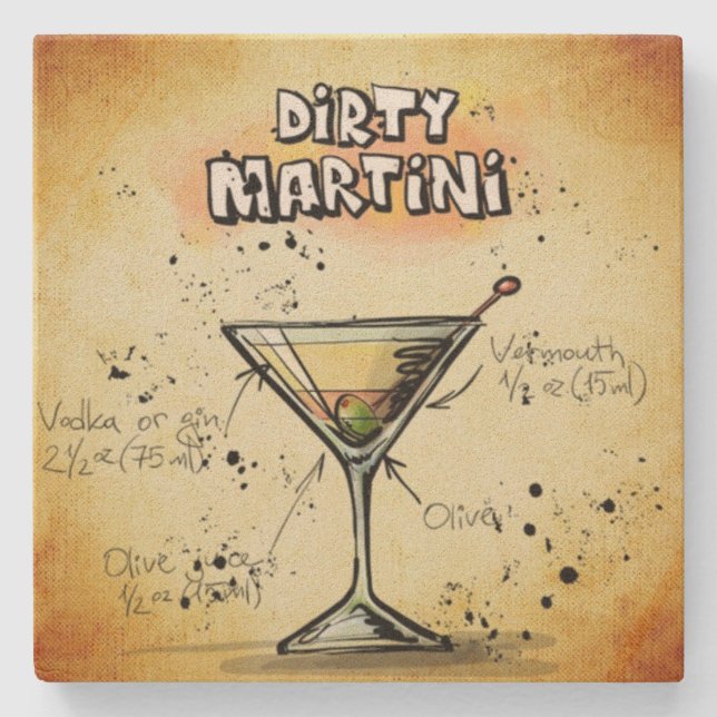 Dessous-de-verre En Pierre Dirty Martini Bartender Drink Recette (Devant)