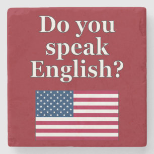 Dessous-de-verre En Pierre "Do you speak English ?" en anglais. Flag