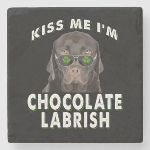 Dessous-de-verre En Pierre Dog Lover   Kiss Me I'm Chocolat Labrish