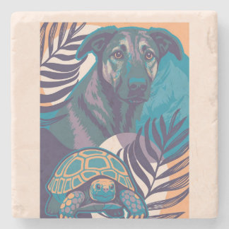 Dessous-de-verre En Pierre dog tortoise coaster