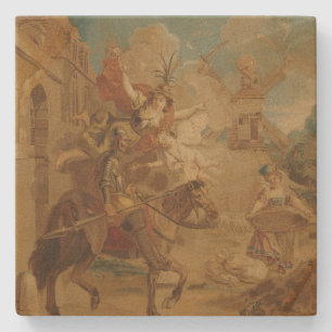 Dessous-de-verre En Pierre Don Quichotte guidé par la Folie, tapisserie du XV