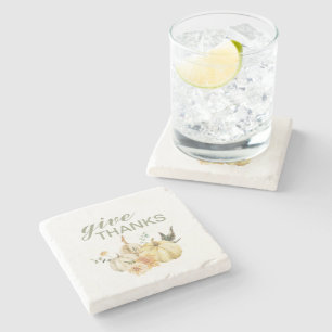 Dessous-de-verre En Pierre Donner Merci Citrouille Aquarelle