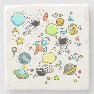 Dessous-de-verre En Pierre Doodle spatial très mignon pour enfants