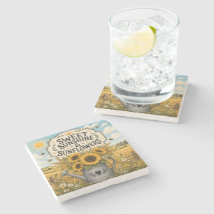 Dessous-de-verre En Pierre Douce lumière du soleil et tournesols