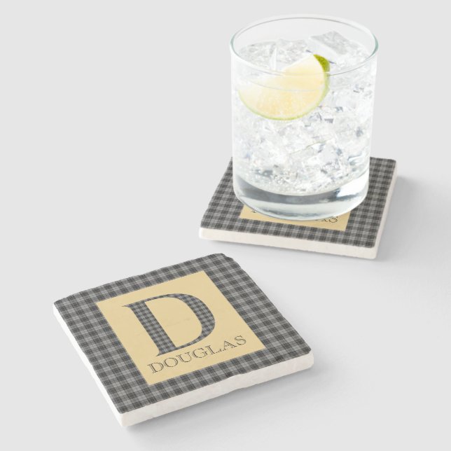 Dessous-de-verre En Pierre Douglas Tartan Monogramme D  (Côté)