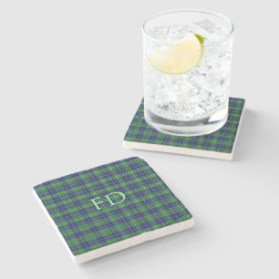 Dessous-de-verre En Pierre Douglas Tartan officiel avec monogramme / initiale