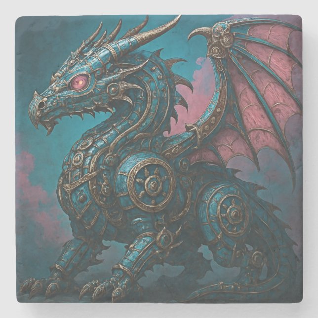 Dessous-de-verre En Pierre Dragon d'acier (Devant)