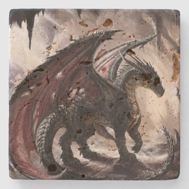 Dessous-de-verre En Pierre Dragon Dans La Grotte (Devant)