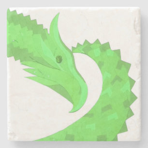 Dessous-de-verre En Pierre Dragon de coeur vert citron blanc