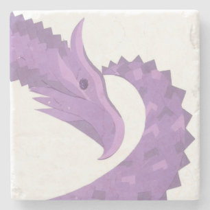 Dessous-de-verre En Pierre Dragon de coeur violet de lavande blanc