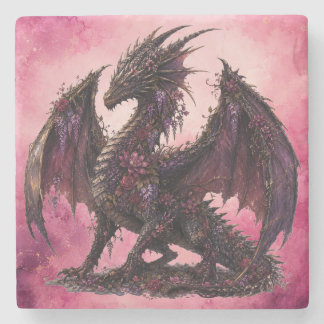 Dessous-de-verre En Pierre Dragon Fleur | Dragon Fantastique Botanique