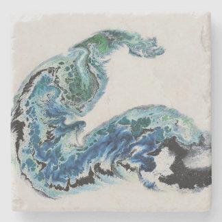 Dessous-de-verre En Pierre “Dragon in the Waves – Abstract Ocean Energy Stone
